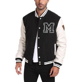 Molemsx Mens Fashion Padded Varsity College Baseball Varsity Coat Causal Bomber Jacket in Kuwait