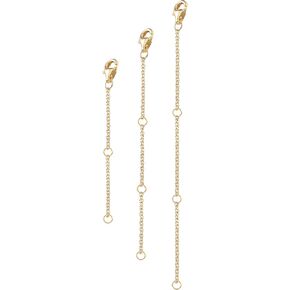 Milacolato 3Pcs 925 Sterling Silver Necklace Extenders 18K Gold Plated Link Chain Extenders for Necklace Bracelet Anklet Jewelry Making Strong Lobster Clasp Durable Adjustable Extension Chains 2" 3" 4"