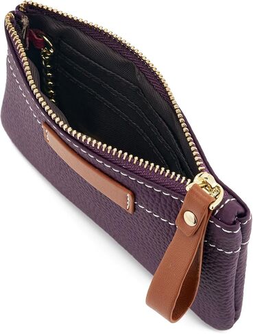 ZOOEASS محفظة نسائية للعملات المعدنية الحقيبة المرأة جلد طبيعي جيب تغيير حامل بطاقة صغيرة كليب المحفظة مع سلسلة المفاتيح السوار (الأخضر) in Kuwait