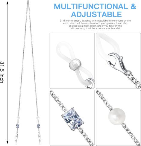 YINHEXI Glasses Strap, Sunglasses Glasses Strap And Mask Lanyard, Ring Holder Necklace Eyeglasses Strap Glasses And Eyeglass Chain for Women, Eyeglass Chains for Women Stylish Glasses Holder in Kuwait