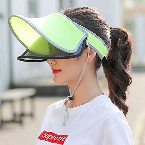 قبعة شمسية للنساء والفتيات عاريات الصدر واقي كامل للوجه مع دوران 360 درجة بحافة واسعة للحماية من الأشعة فوق البنفسجية المضادة للأشعة فوق البنفسجية in Kuwait