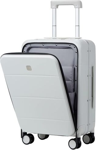 Milada حمل الأمتعة 22x14x9 عجلات دوارة معتمدة من شركة الطيران TSA غطاء صلب للأمتعة للنساء والرجال إطار ألومنيوم متدحرج للسفر 20 بوصة، أبيض دخاني in Kuwait