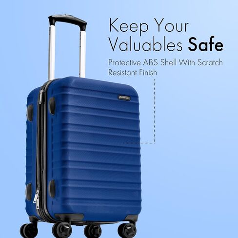 Carrywell (غير مصنوع في الصين) قرص أمتعة صلب مقاس 21 بوصة، قابل للتوسيع، هيكل مقاوم للخدش، 4 عجلات دوارة (أزرق داكن) in Saudi Arabia