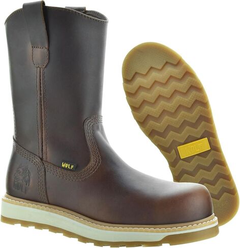حذاء العمل وولف | جلد البقر المكسيكي الأصلي المقاوم للماء بنسبة 100% | مقاوم للانزلاق والزيت | معزول | مطاط مانع للانزلاق | ساحبات مزدوجة | البناء الصناعي | معدات الوقاية الشخصية المتوافقة in Kuwait