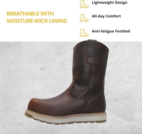 حذاء العمل وولف | جلد البقر المكسيكي الأصلي المقاوم للماء بنسبة 100% | مقاوم للانزلاق والزيت | معزول | مطاط مانع للانزلاق | ساحبات مزدوجة | البناء الصناعي | معدات الوقاية الشخصية المتوافقة in Kuwait