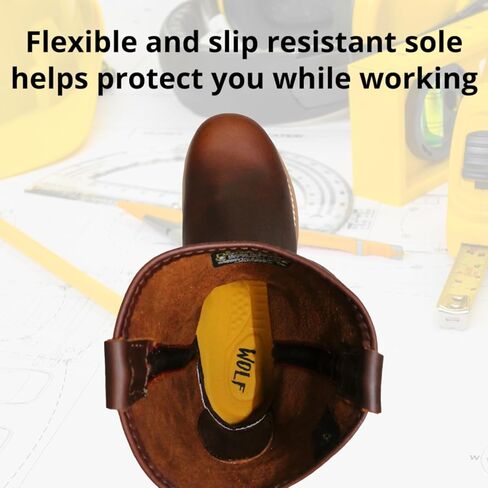 حذاء العمل وولف | جلد البقر المكسيكي الأصلي المقاوم للماء بنسبة 100% | مقاوم للانزلاق والزيت | معزول | مطاط مانع للانزلاق | ساحبات مزدوجة | البناء الصناعي | معدات الوقاية الشخصية المتوافقة in Kuwait