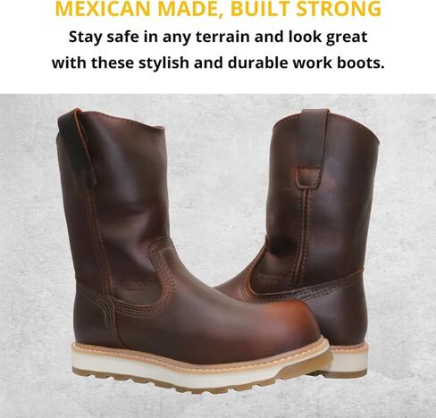 حذاء العمل وولف | جلد البقر المكسيكي الأصلي المقاوم للماء بنسبة 100% | مقاوم للانزلاق والزيت | معزول | مطاط مانع للانزلاق | ساحبات مزدوجة | البناء الصناعي | معدات الوقاية الشخصية المتوافقة in Kuwait