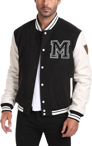 Molemsx Mens Fashion Padded Varsity College Baseball Varsity Coat Causal Bomber Jacket in Kuwait