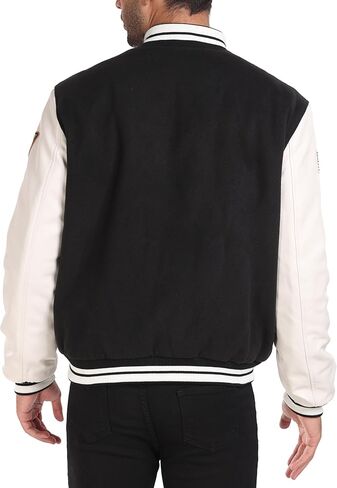 Molemsx Mens Fashion Padded Varsity College Baseball Varsity Coat Causal Bomber Jacket in Kuwait
