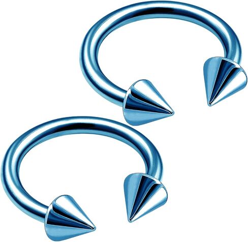 bodyjewellery 2pcs 16g Barbell Horseshoe Earrings Titanium Eyebrow Lip Snake Bite Nose Tragus Ear Septum Cartilage B2NCN - Pick color in Saudi Arabia