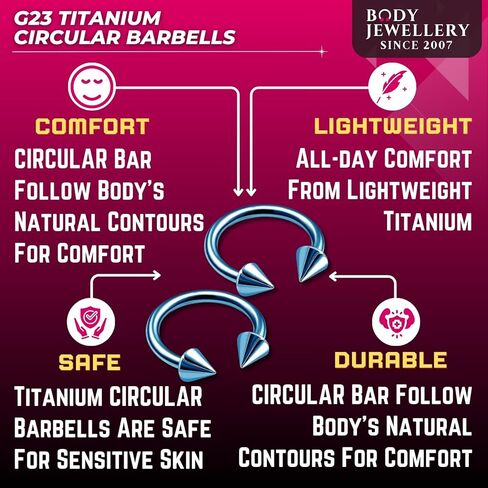 bodyjewellery 2pcs 16g Barbell Horseshoe Earrings Titanium Eyebrow Lip Snake Bite Nose Tragus Ear Septum Cartilage B2NCN - Pick color in Saudi Arabia