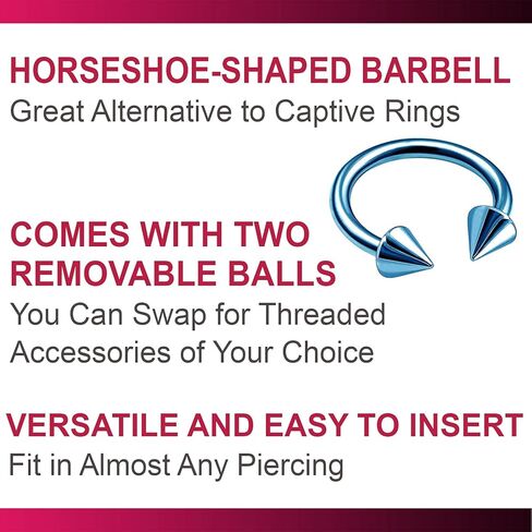 bodyjewellery 2pcs 16g Barbell Horseshoe Earrings Titanium Eyebrow Lip Snake Bite Nose Tragus Ear Septum Cartilage B2NCN - Pick color in Saudi Arabia