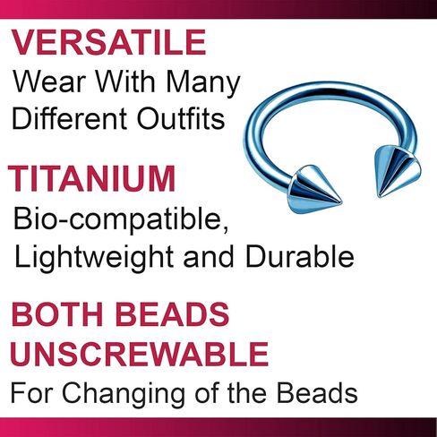 bodyjewellery 2pcs 16g Barbell Horseshoe Earrings Titanium Eyebrow Lip Snake Bite Nose Tragus Ear Septum Cartilage B2NCN - Pick color in Saudi Arabia