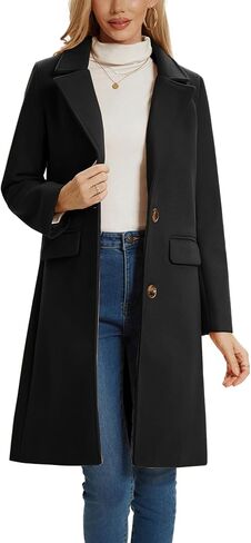 معطف شتوي نسائي من BDQING ذو طية صدر مزدوجة وحزام متوسط ​​الطول للارتداء الخارجي in Kuwait