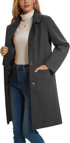 معطف شتوي نسائي من BDQING ذو طية صدر مزدوجة وحزام متوسط ​​الطول للارتداء الخارجي in Kuwait