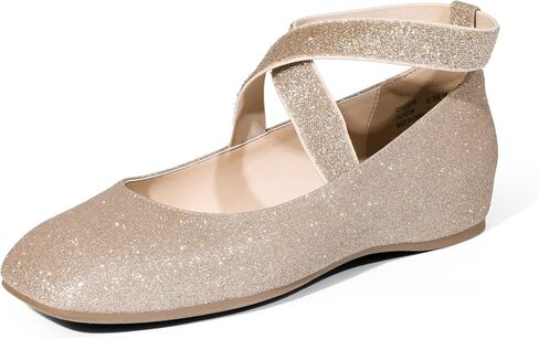 DREAM PAIRS Women's Ballet Flats, Comfortable Slip-On Square Toe Dress Shoes with Elastic Ankle Straps in Kuwait