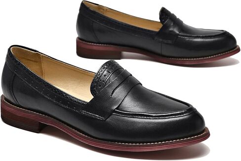 U-lite Women's Classic Sheepskin Penny Loafers Comfortable Slip On Dress Flats Shoes in Kuwait