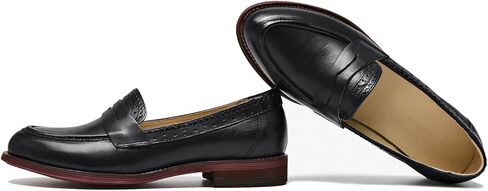 U-lite Women's Classic Sheepskin Penny Loafers Comfortable Slip On Dress Flats Shoes in Kuwait