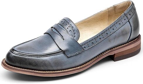 U-lite Women's Classic Sheepskin Penny Loafers Comfortable Slip On Dress Flats Shoes in Kuwait