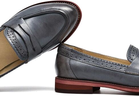 U-lite Women's Classic Sheepskin Penny Loafers Comfortable Slip On Dress Flats Shoes in Kuwait