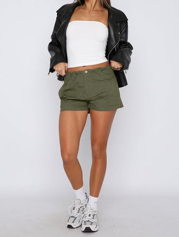 Goafuliy Low Waist Shorts Y2K, Summer Casual Baggy Trendy Drawstring Cargo Shorts Women with Four Pockets in Saudi Arabia