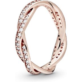 Pandora Sparkling Twisted Lines Ring - Gift for Her - Stackable Ring for Women, With Gift Box