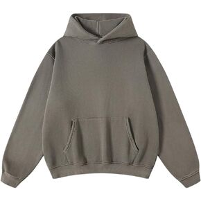 FAIABLE Mens Oversized Hoodie Pullover Vintage Acid Wash Hoodie Athletic Midweight Fleece Sweatshirt Streetwear Hoodie