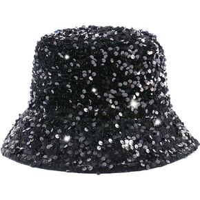 Women's Sequin Bucket Sun Hat Bling Bling Reversible Glitter Outdoor Shiny Sun Hats