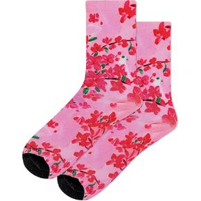 Hot Sox Women's Travel Write Draw Bougainvillea Crew Sock 1 Pair Pack, Pink, Women's Shoe Size 4-10 in Kuwait