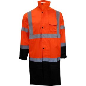 RK Class 3 Rainwear Reflective Hi-Viz Black Bottom Long Rain Coat RC-CLA3-LM22 (Small, Lime)