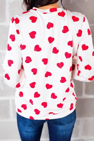Ivay Womens Heart Printed Long Sleeve Tops Tee Shirts in Kuwait