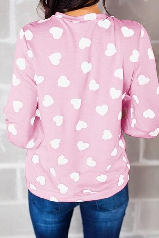 Ivay Womens Heart Printed Long Sleeve Tops Tee Shirts in Saudi Arabia
