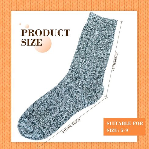 Handepo 10 Pairs Women's Wool Socks Knit Crew Socks Thermal Warm Socks Vintage Thick Socks for Ladies Men Gifts, Size 5-9 in Kuwait