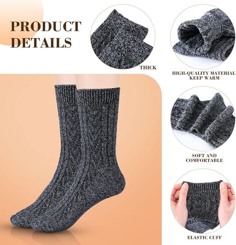 Handepo 10 Pairs Women's Wool Socks Knit Crew Socks Thermal Warm Socks Vintage Thick Socks for Ladies Men Gifts, Size 5-9 in Kuwait