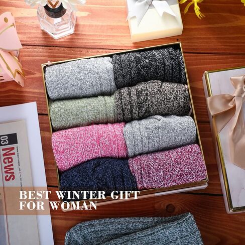 Handepo 10 Pairs Women's Wool Socks Knit Crew Socks Thermal Warm Socks Vintage Thick Socks for Ladies Men Gifts, Size 5-9 in Kuwait