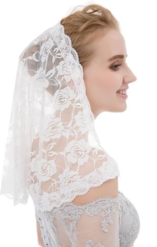 Abaowedding الحجاب الدانتيل Mantilla الكنيسة الكاثوليكية الحجاب رئيس تغطي القداس اللاتيني in Kuwait