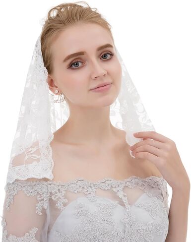 Abaowedding الحجاب الدانتيل Mantilla الكنيسة الكاثوليكية الحجاب رئيس تغطي القداس اللاتيني in Kuwait
