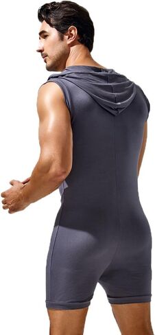 HMRICHNO1 بدلة ملاكمة بقلنسوة للرجال بدون أكمام بأزرار بدلة يوتار نيسيي بيجامة قطعة واحدة رومبير in Kuwait