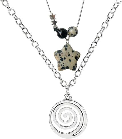 هايكسيت في سي جي مجموعة قلادات هيبي بدلاية على شكل نجمة وقلادة على شكل نجمة للنساء، قلادة حلزونية للنساء، قلادات بانك للنساء، مجوهرات عصرية هدية للنساء والفتيات in Kuwait