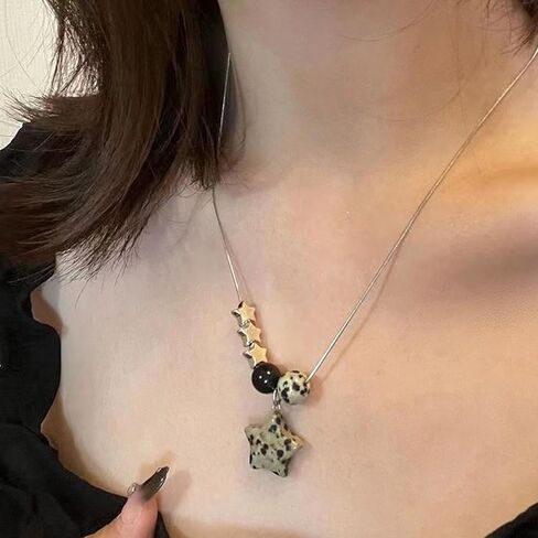 هايكسيت في سي جي مجموعة قلادات هيبي بدلاية على شكل نجمة وقلادة على شكل نجمة للنساء، قلادة حلزونية للنساء، قلادات بانك للنساء، مجوهرات عصرية هدية للنساء والفتيات in Kuwait