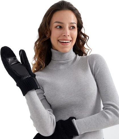 Surblue Winter Women Mittens Lamb Fleece Wool Glover with Non-slip Plam Patch in Saudi Arabia