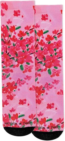 Hot Sox Women's Travel Write Draw Bougainvillea Crew Sock 1 Pair Pack, Pink, Women's Shoe Size 4-10 in Saudi Arabia