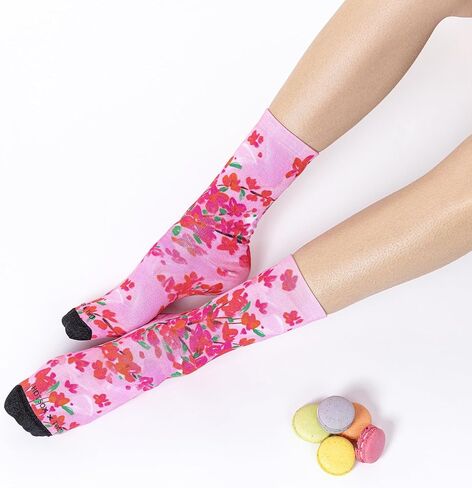 Hot Sox Women's Travel Write Draw Bougainvillea Crew Sock 1 Pair Pack, Pink, Women's Shoe Size 4-10 in Kuwait