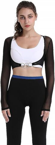 توب نسائي قصير شبكي شفاف مفتوح من الأمام يقشعر من خلال شبكة صيد السمك مع إبزيم in Kuwait