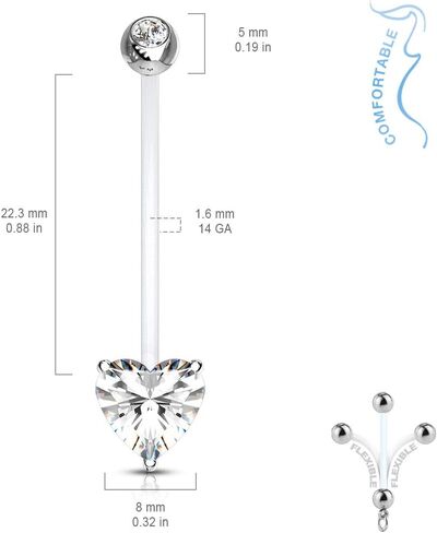 Pierced Owl - Double Jeweled Prong Set Heart Crystal Pregnancy Maternity Belly Button Ring Retainer in Saudi Arabia