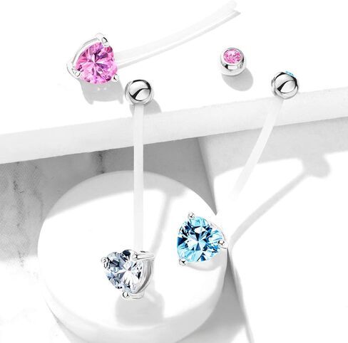 Pierced Owl - Double Jeweled Prong Set Heart Crystal Pregnancy Maternity Belly Button Ring Retainer in Saudi Arabia