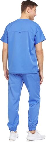 Medichic Men's Workwear Stretch V-Neck Scrub Joggers Set with Seven-Pocket Pants, Available in 6+ Colors in Kuwait