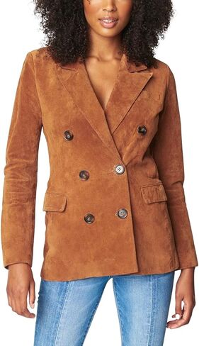 [BLANKNYC] Women's Real Suede Double Breasted Blazer with Front Button Closure Blazer in Saudi Arabia