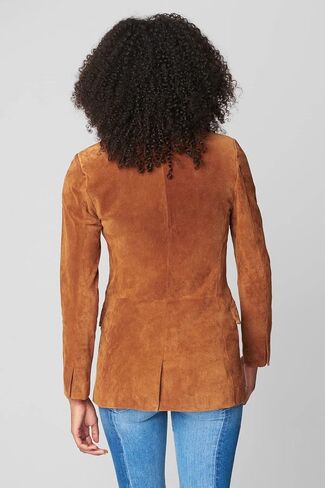 [BLANKNYC] Women's Real Suede Double Breasted Blazer with Front Button Closure Blazer in Saudi Arabia
