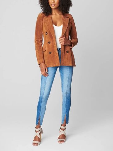 [BLANKNYC] Women's Real Suede Double Breasted Blazer with Front Button Closure Blazer in Saudi Arabia